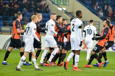 Kharkiv, Ukrayna - 14 Şubat 2019: Eintracht Frankfurt playe