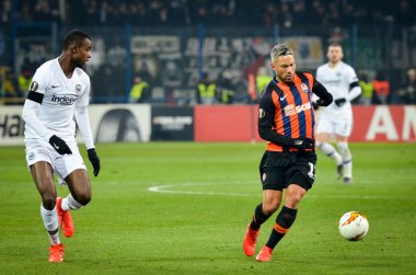 Kharkiv, Ukrayna - 14 Şubat 2019: Marlos Evan N'Dick'e karşı