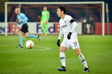 Kharkiv, Ukrayna - 14 Şubat 2019: Makoto Hasebe oyuncu durin