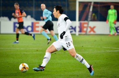 Kharkiv, Ukrayna - 14 Şubat 2019: Makoto Hasebe oyuncu durin