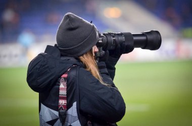 Kharkiv, Ukrayna - 14 Şubat 2019: Fotoğrafçılar, gazeteciler