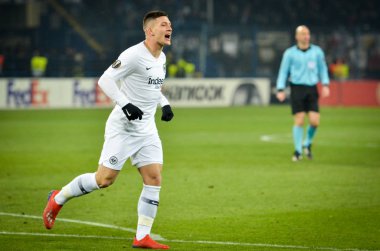Kharkiv, Ukrayna - 14 Şubat 2019: Eintracht Frankfurt oyuncusu