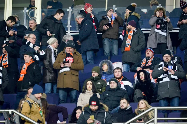 Kharkiv, Ukrayna - 14 Şubat 2019: Futbol taraftarları ve ultras d