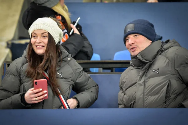 Kharkiv, Ukrayna - 14 Şubat 2019: Futbol taraftarları ve ultras d