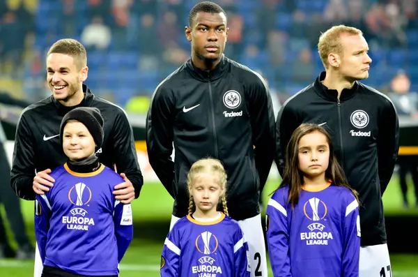 Kharkiv, Ukrayna - 14 Şubat 2019: Evan N'Dicka ve Sebastian
