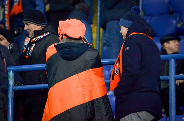 Kharkiv, Ukrayna - 14 Şubat 2019: Futbol taraftarları ve ultras s