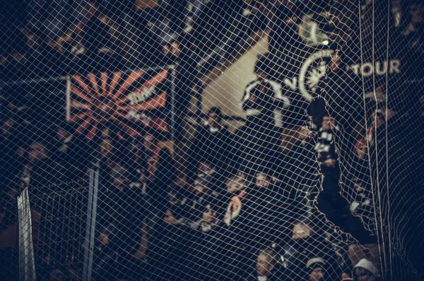 Kharkiv, Ukrayna - 14 Şubat 2019: Eintracht Frankfurt taraftarları