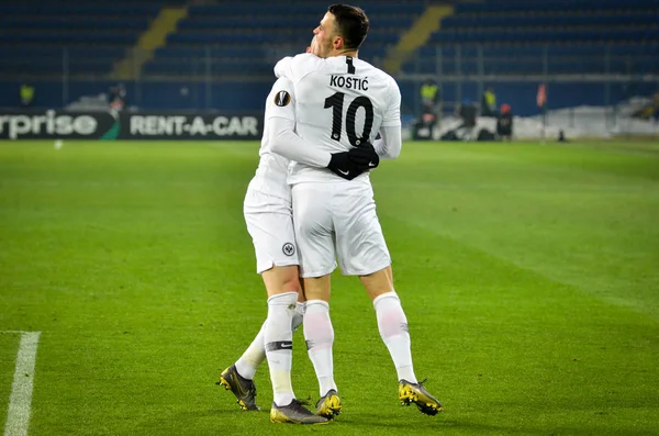 Kharkiv, Ukrayna - 14 Şubat 2019: Ante Rebic ve Filip Kosti