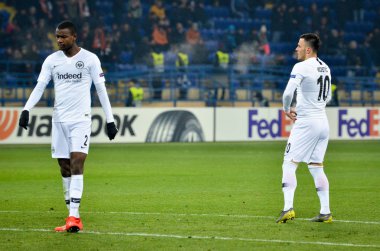 Kharkiv, Ukrayna - 14 Şubat 2019: Evan N'Dicka oyuncu durin