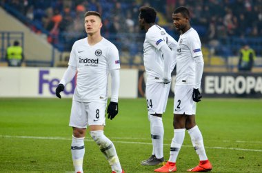 Kharkiv, Ukrayna - 14 Şubat 2019: Luka Jovic oyuncu sırasında t