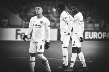 Kharkiv, Ukrayna - 14 Şubat 2019: Luka Jovic oyuncu sırasında t