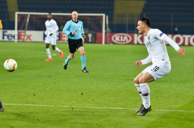 Kharkiv, Ukrayna - 14 Şubat 2019: Filip Kostic oyuncu sırasında