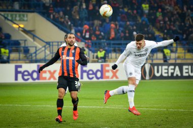 Kharkiv, Ukrayna - 14 Şubat 2019: Luka Jovic oyuncu sırasında t