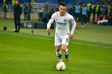 Kharkiv, Ukrayna - 14 Şubat 2019: Filip Kostic oyuncu sırasında