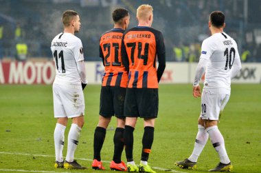 Kharkiv, Ukrayna - 14 Şubat 2019: Filip Kostic ve Mijat Gac