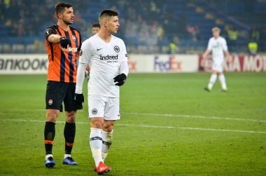 Kharkiv, Ukrayna - 14 Şubat 2019: Luka Jovic oyuncu sırasında t