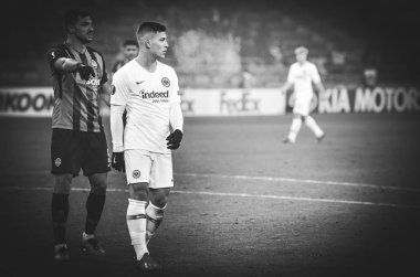 Kharkiv, Ukrayna - 14 Şubat 2019: Luka Jovic oyuncu sırasında t