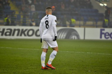 Kharkiv, Ukrayna - 14 Şubat 2019: Luka Jovic oyuncu sırasında t
