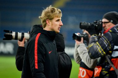 Kharkiv, Ukrayna - 14 Şubat 2019: Martin Hinteregger oyuncusu 