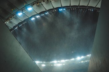 Kiev, Ukrayna - 12 Aralık 2018: Kar da Olimpiyat Stadyumu