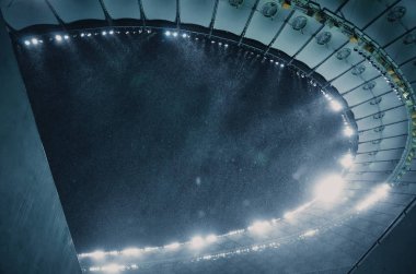 Kiev, Ukrayna - 12 Aralık 2018: Kar da Olimpiyat Stadyumu