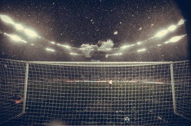 Kiev, Ukrayna - 12 Aralık 2018: Sno sırasında futbol stadyumu