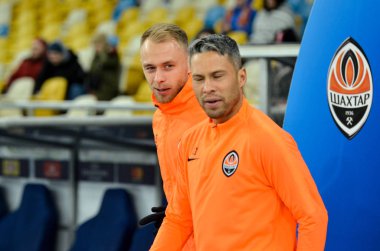 Kiev, Ukrayna - 12 Aralık 2018: Shakhtar futbolcuları dışarı