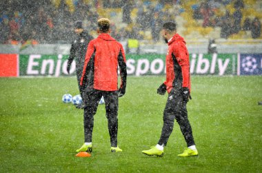 Kiev, Ukrayna - 12 Aralık 2018: Olympique Ly antrenmanı