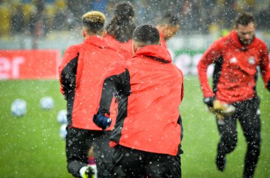 Kiev, Ukrayna - 12 Aralık 2018: Olympique Ly antrenmanı