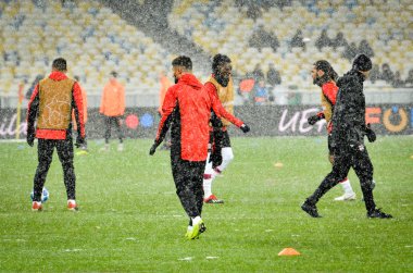 Kiev, Ukrayna - 12 Aralık 2018: Olympique Ly antrenmanı