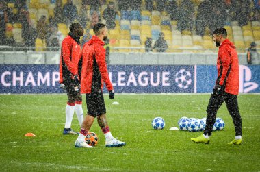 Kiev, Ukrayna - 12 Aralık 2018: Olympique Ly antrenmanı