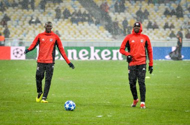 Kiev, Ukrayna - 12 Aralık 2018: Olympique Ly antrenmanı