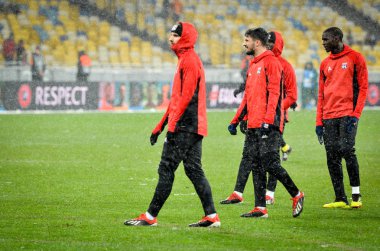 Kiev, Ukrayna - 12 Aralık 2018: Olympique Ly antrenmanı
