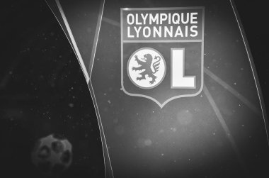 Kiev, Ukrayna - 12 Aralık 2018: Olympique Lyon logosu ve emble