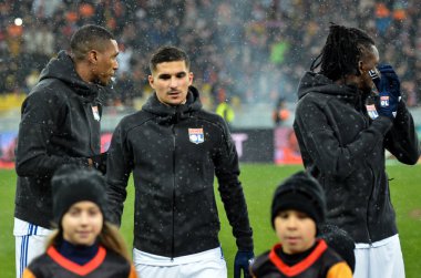 Kiev, Ukrayna - 12 Aralık 2018: Olympique'in futbolcuları