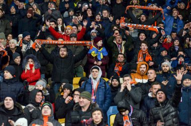 Kiev, Ukrayna - 12 Aralık 2018: Uefa Şampiyonu taraftarlar