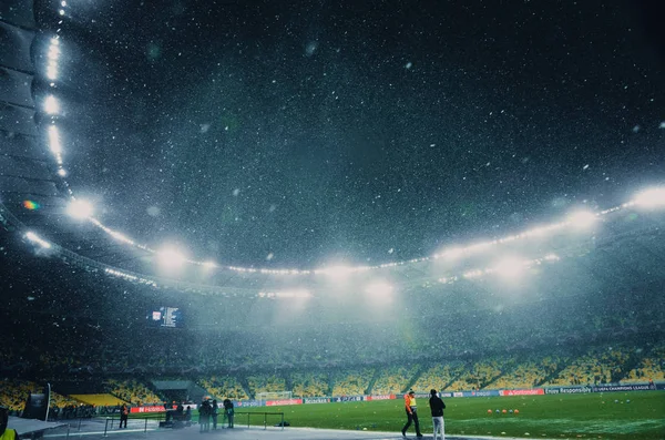 KIEV, UKRAINE - December 12, 2018: Olympic Stadium during a snow — Stock Photo, Image