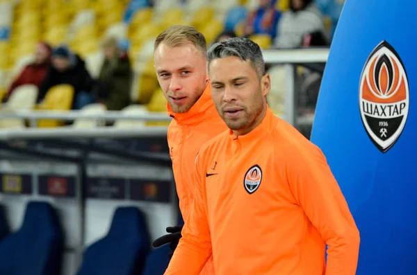 Kiev, Ukrayna - 12 Aralık 2018: Shakhtar futbolcuları dışarı
