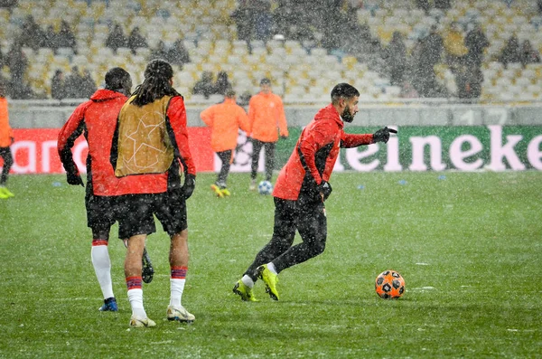 Kiev, Ukrayna - 12 Aralık 2018: Olympique Ly antrenmanı