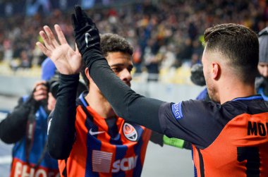 Kiev, Ukrayna - 12 Aralık 2018: Junior Moraes bir gitmek kutluyor