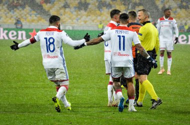 Kiev, Ukrayna - 12 Aralık 2018: Nabil Fekir gol sc kutlamak