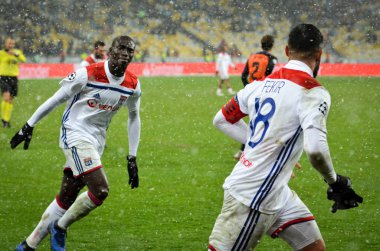 Kiev, Ukrayna - 12 Aralık 2018: Nabil Fekir gol sc kutlamak