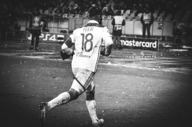 Kiev, Ukrayna - 12 Aralık 2018: Nabil Fekir gol sc kutlamak