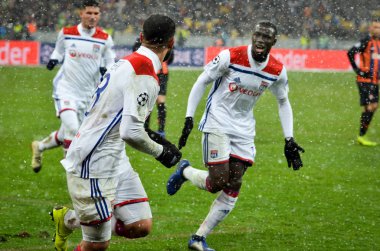 Kiev, Ukrayna - 12 Aralık 2018: Nabil Fekir gol sc kutlamak