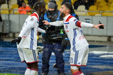 Kiev, Ukrayna - 12 Aralık 2018: Nabil Fekir gol sc kutlamak