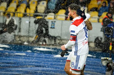 Kiev, Ukrayna - 12 Aralık 2018: Nabil Fekir gol sc kutlamak
