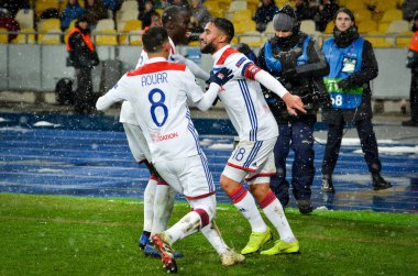 Kiev, Ukrayna - 12 Aralık 2018: Futbolcu Olympique Ly