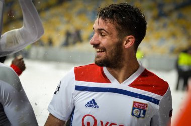 Kiev, Ukrayna - 12 Aralık 2018: Lucas Tousart victo'u kutladı