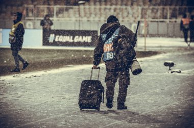 Kiev, Ukrayna - 12 Aralık 2018: Fotoğrafçı f bırakır