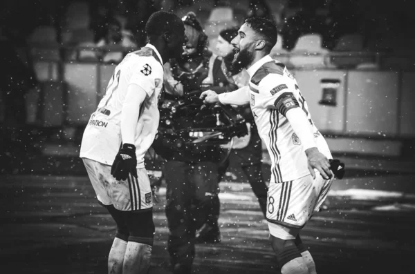 Kiev, Ukrayna - 12 Aralık 2018: Nabil Fekir gol sc kutlamak